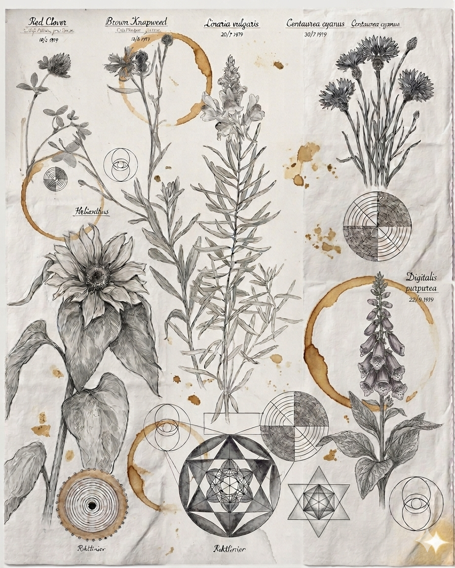 Botanical illustrations — ink drawing